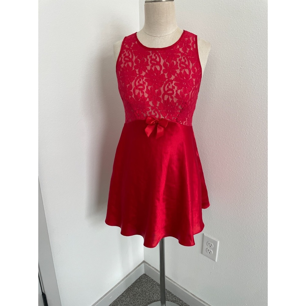 Vintage California Dynasty  Slip Dress Women S Red Lace ‎ Mini  Y2K Coquette